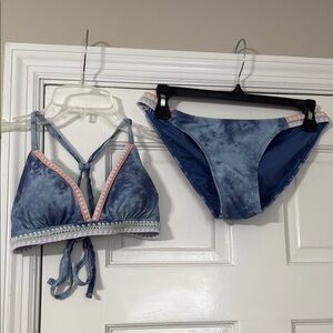 Blue Tie-Dye Bikini Set
